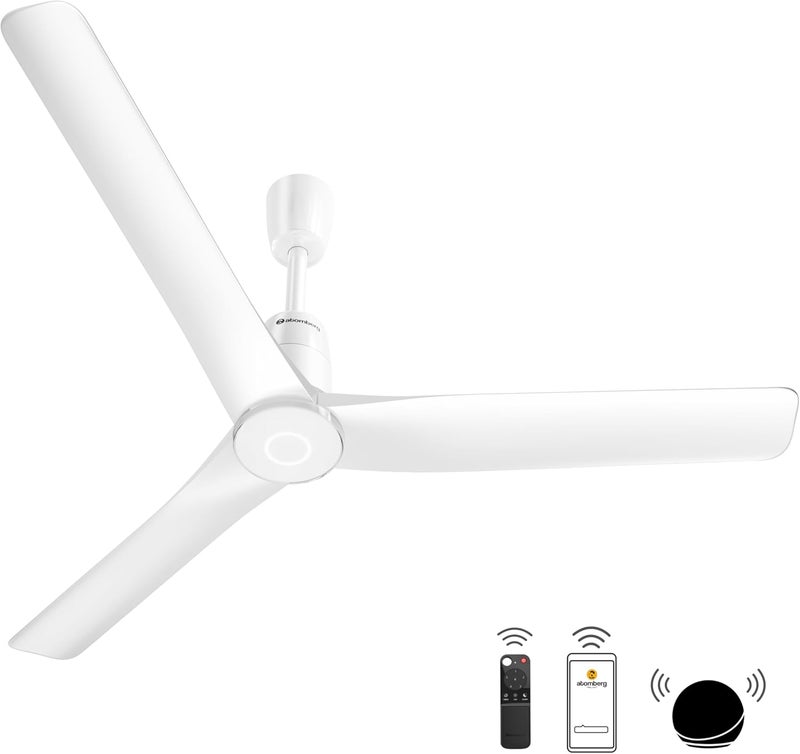 atomberg Aris Contour Smart 1200mm Voice Controlled BLDC Ceiling Fan with Remote|BEE 5 Star|Best-in-class Air Flow | Silent Operation| Designer Fan | Free Installation | 5 Year Warranty | Marble White - Image 1