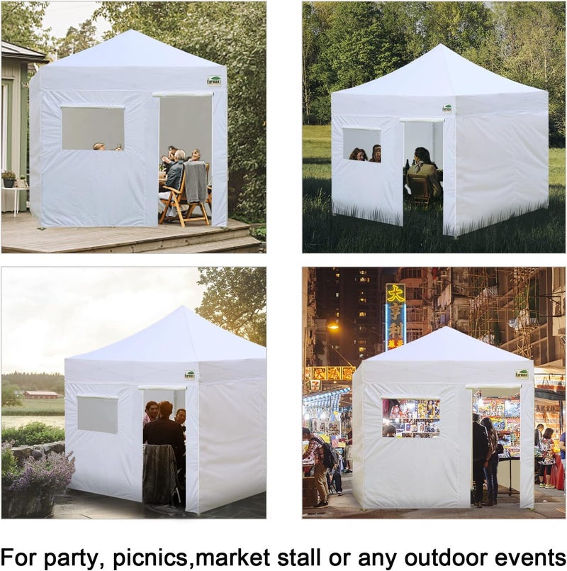 Eurmax USA Full Zippered Walls for 10 x 10 Easy Pop Up Canopy Tent,Enclosure Sidewall Kit with Roller Up Mesh Window and Door 4 Walls ONLY,NOT Including Frame and Top (White) - Image 5