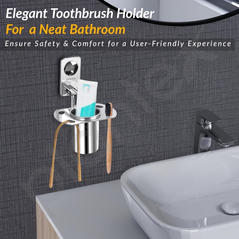 Plantex Metro Platinum Stainless Steel Tooth Brush Holder/Tumbler Holder/Bathroom Accessories - Image 4