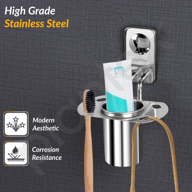 Plantex Metro Platinum Stainless Steel Tooth Brush Holder/Tumbler Holder/Bathroom Accessories - Image 3