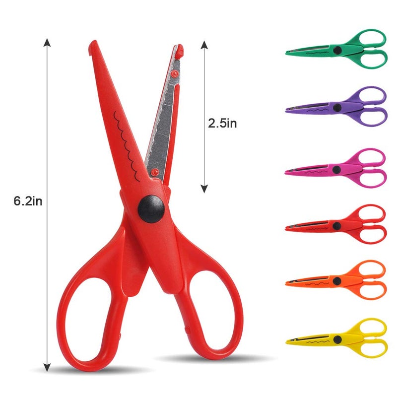UCEC Craft Scissors - Decorative Edge, 6 Pack Extended Pattern Scissors with Different Designs, Fun for Kids, Teachers, Crafts, Scrapbooking, DIY Photos, Album - Image 2