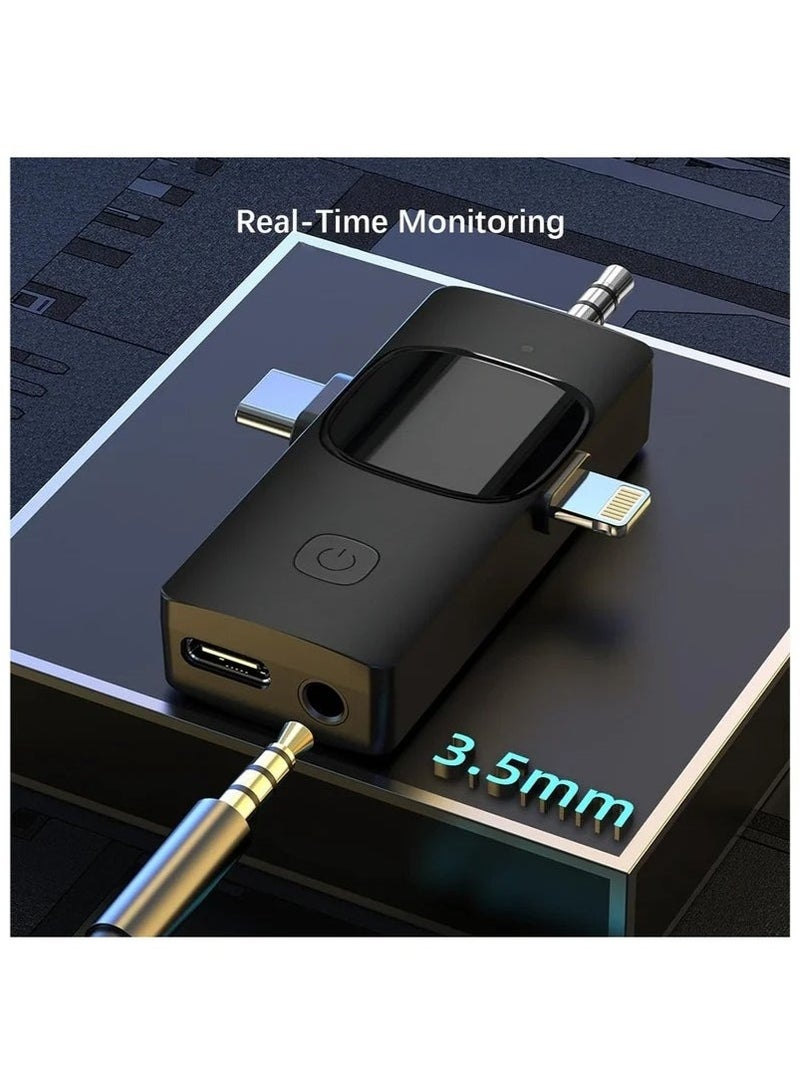 3-in-1 Wireless Lavalier Microphone for iPhone, iPad, iPhone 15 USB-C, Android, Computer, Camera – Dual Mini Clip-On Mics with Plug & Play, Intelligent Noise Reduction, Auto Sync, for Vlog, YouTube, TikTok, Live Streaming - Image 2