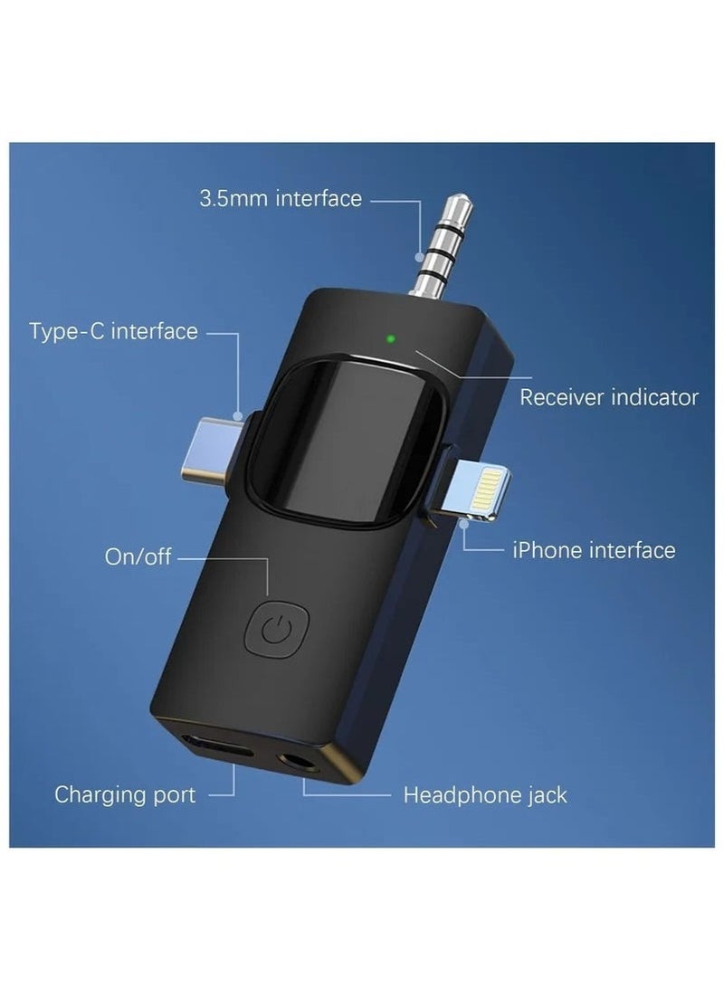 3-in-1 Wireless Lavalier Microphone for iPhone, iPad, iPhone 15 USB-C, Android, Computer, Camera – Dual Mini Clip-On Mics with Plug & Play, Intelligent Noise Reduction, Auto Sync, for Vlog, YouTube, TikTok, Live Streaming - Image 3