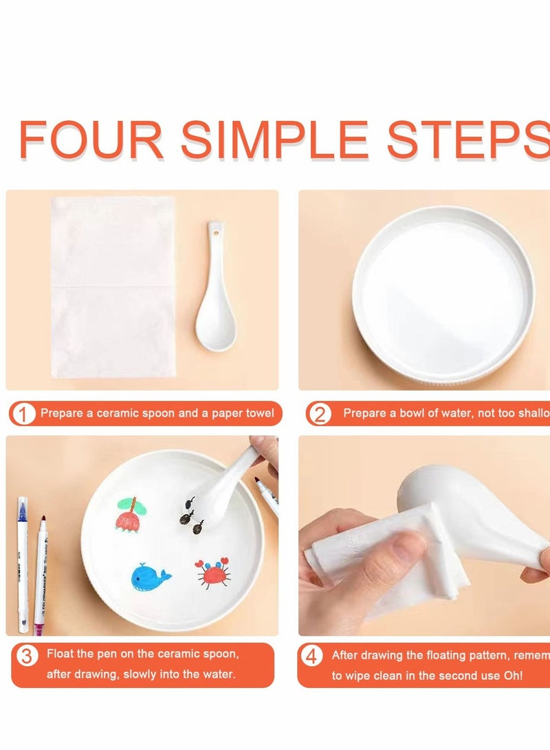 SYOSI Magical Water Painting Pen, 12 Colors Double Ended, Water Painting Floating Marker Pen, Magical Water Floating Pen, Erasing Whiteboard Marker Pens, Magic Water Painting Pen for Kids - Image 3