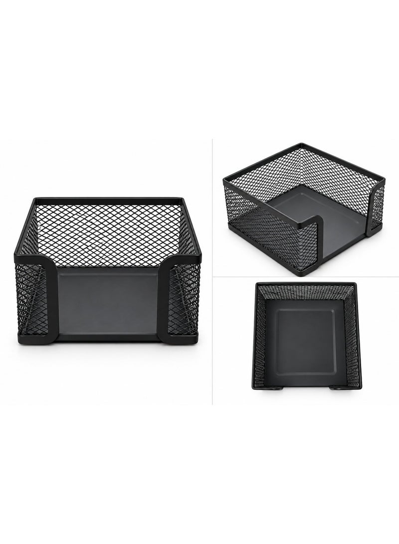 Black Metal Mesh Memo Note Pad Holder for Office Desk Organization - Image 2