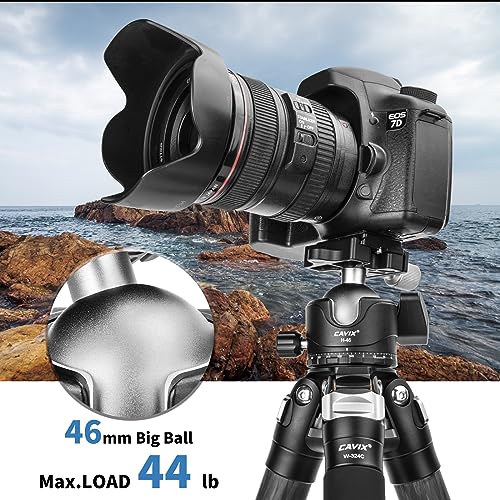 CAVIX Tripod Ball Head, CAVIX H-46 Metal Ball Head Camera Tripod Head 44lbs/20kg Load with Arca Swiss Quick Release Plate for Tripod, Monopod, DSLR, Camera - Image 5