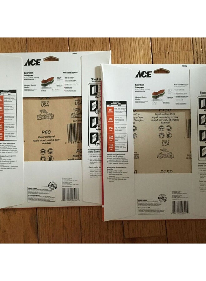 ACE 5-Piece Bare Wood Sandpaper Brown 9 x 11inch 19802 - Image 2