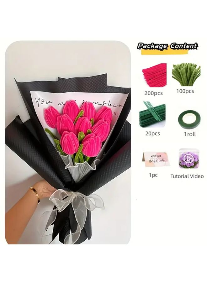 طقم حرفي من Golden Tulip لتنظيف الأنابيب مع فيديو تعليمي لصنع الزهور DIY - Image 3