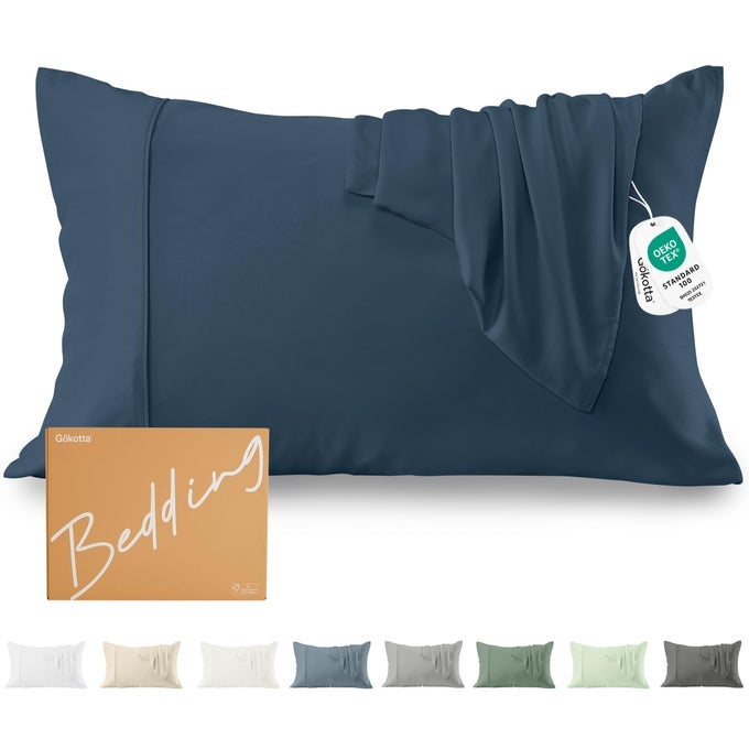100 RAYON DERIVED FROM BAMBOO PILLOW CASES 2 PACK STANDARD PILLOW CASE SET OF 2SOFT SILKY ENVELOPE PILLOWCASESNAVY BLUE STANDARD