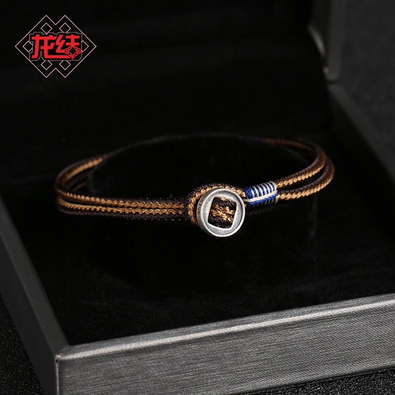 Dragon Knot Fashion Men'S Hand-Woven Hand Rope 925 Silver Button Shaw Bracelet Niche Star Wars Same Style Couple Gift - Image 5