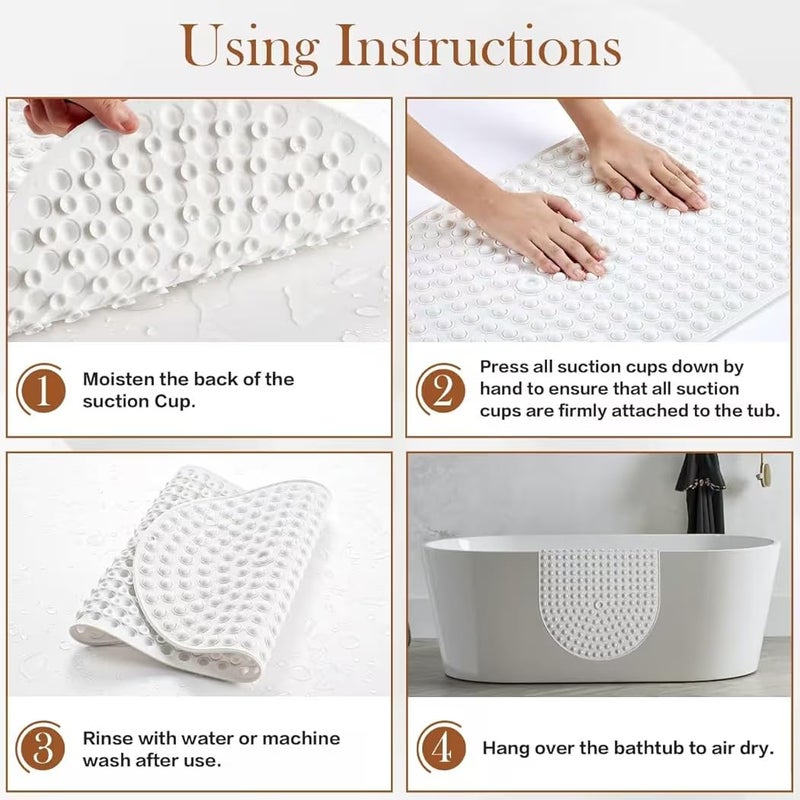 Oval Silicone Bath Mat Non Slip Bath Mat for Bathtub and Shower – 319 Strong Suction Cups – Safe Washable Shower Mat – 27 x 15 Inch - Image 5
