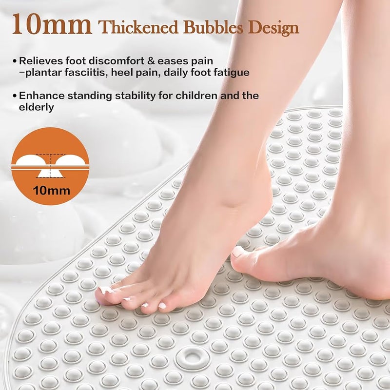 Oval Silicone Bath Mat Non Slip Bath Mat for Bathtub and Shower – 319 Strong Suction Cups – Safe Washable Shower Mat – 27 x 15 Inch - Image 2