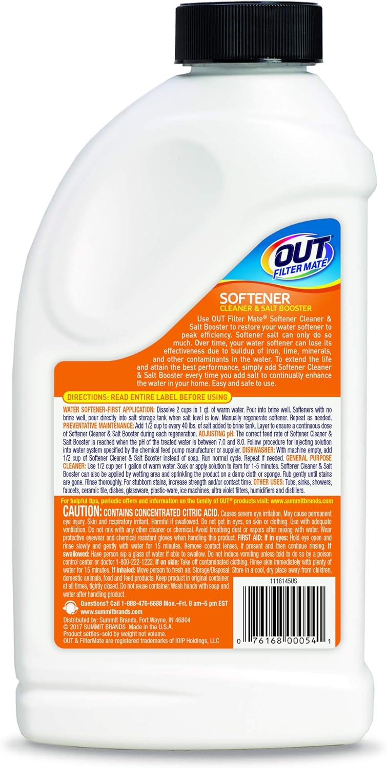 OUT Filter Mate Water Softener Cleaner and Salt Booster Powder, 24 oz Bottle 4-Pack - Image 3