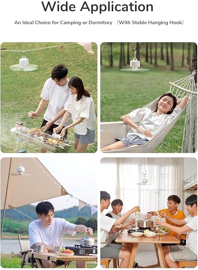 إيروريكس مروحة تخييم محمولة، مروحة خيمة تعمل بالبطارية 8000 مللي أمبير، مروحة قابلة لإعادة الشحن مع جهاز تحكم عن بعد، شفرات مروحة قابلة للفصل، خطاف تعليق، مؤقت، مروحة 3 سرعات للسفر في الهواء الطلق - Image 2