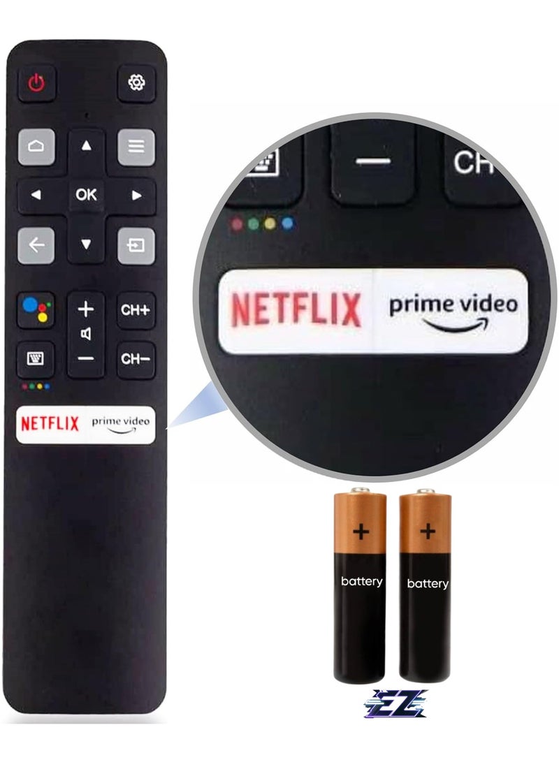 ELTRAZONE Remote RC802V FNR2 Fit for TCL Android 4K Smart TV 40S334 50S434 55S434 75S434 40S330 70S430 32S334 55S435 50S435 43S434 32S6500A 65P8S 65P8 49S6800FS 32S6500S 32A325 [NO Voice Function] with battery - Image 1