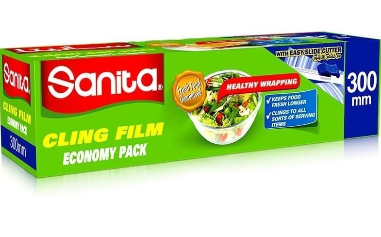 سانيتا نايلون تغليف لاصق لحفظ الأطعمة عالي الجودة، عبوة اقتصادية، مع قاطع النايلون، 300مم* 200متر - Image 1