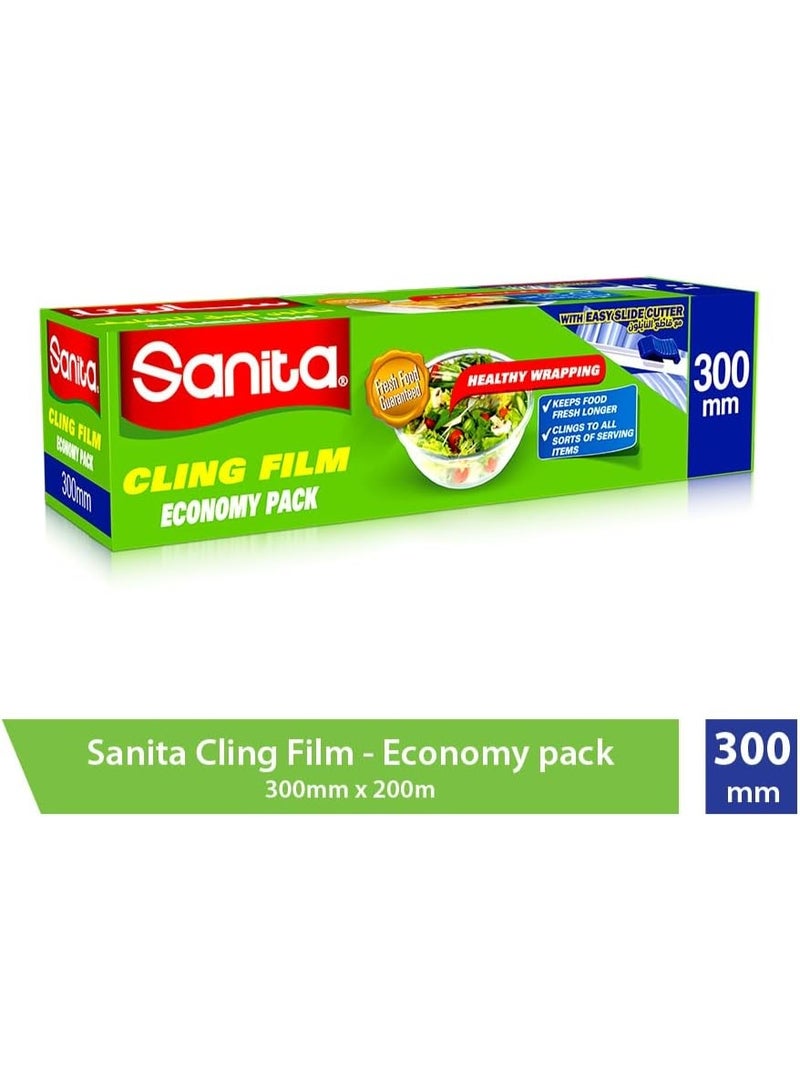سانيتا نايلون تغليف لاصق لحفظ الأطعمة عالي الجودة، عبوة اقتصادية، مع قاطع النايلون، 300مم* 200متر - Image 2