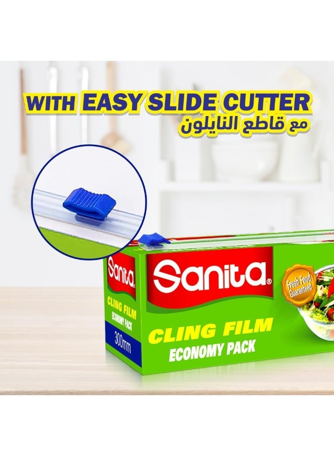 سانيتا نايلون تغليف لاصق لحفظ الأطعمة عالي الجودة، عبوة اقتصادية، مع قاطع النايلون، 300مم* 200متر - Image 4