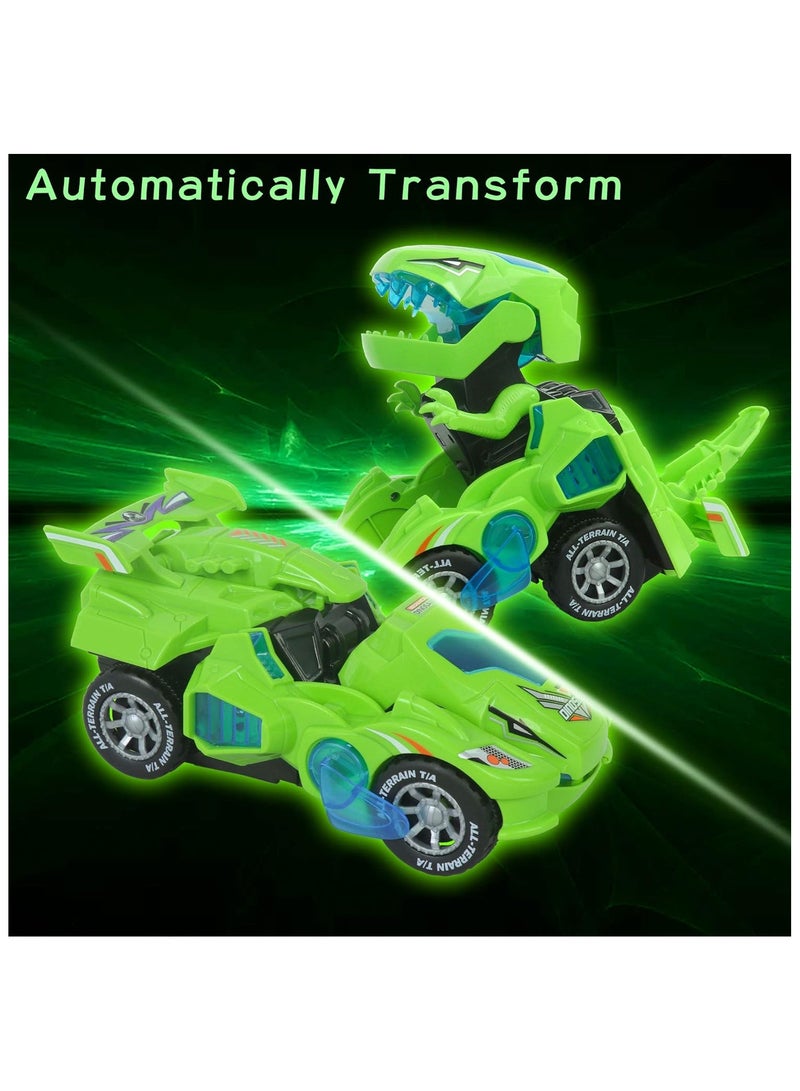 huwairen Transformers Toys for 3-6 Year Old Boys Dinosaur Toys with LED Light and Music Dinosaur Car Gifts for 4 5 6 7 Year Olds (Green)  - Image 2