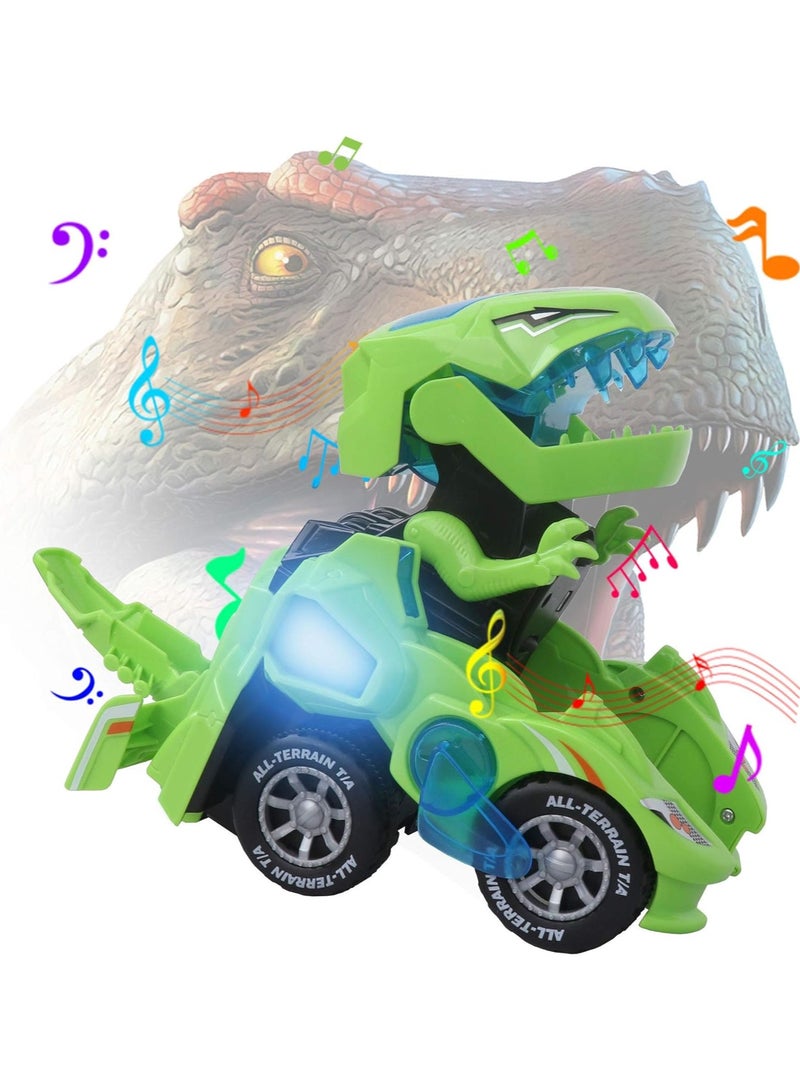 huwairen Transformers Toys for 3-6 Year Old Boys Dinosaur Toys with LED Light and Music Dinosaur Car Gifts for 4 5 6 7 Year Olds (Green)  - Image 3