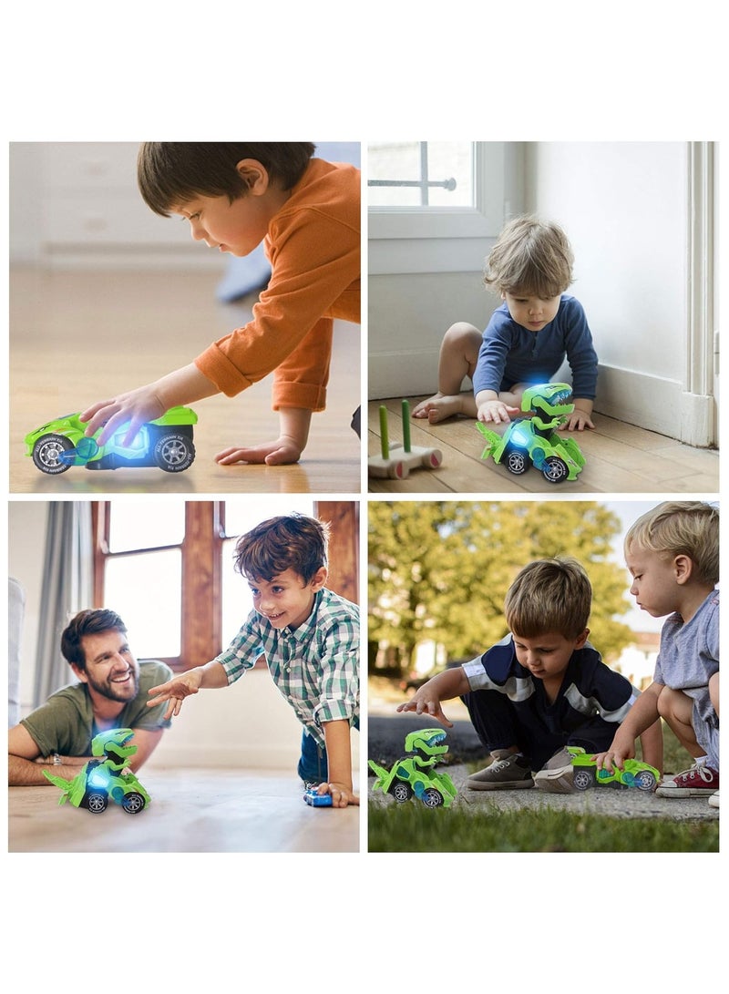 huwairen Transformers Toys for 3-6 Year Old Boys Dinosaur Toys with LED Light and Music Dinosaur Car Gifts for 4 5 6 7 Year Olds (Green)  - Image 5