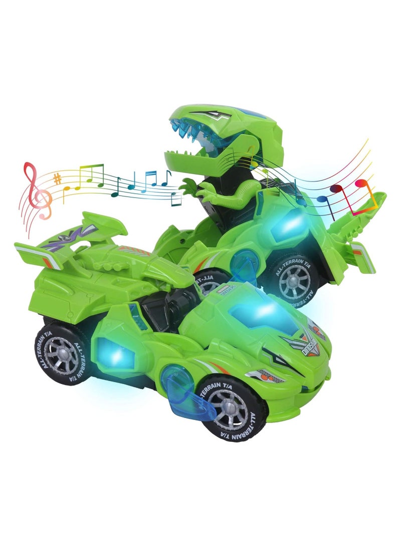 huwairen Transformers Toys for 3-6 Year Old Boys Dinosaur Toys with LED Light and Music Dinosaur Car Gifts for 4 5 6 7 Year Olds (Green)  - Image 1