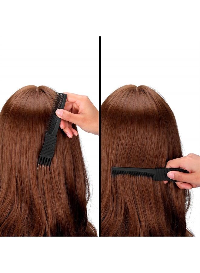 Leinuosen 2 Pack Black Carbon Lift Teasing Combs with Metal Prong,Black Carbon Comb with Stainless Steel Lift for Hair Salon or Home Supplies (Style C) - Image 3