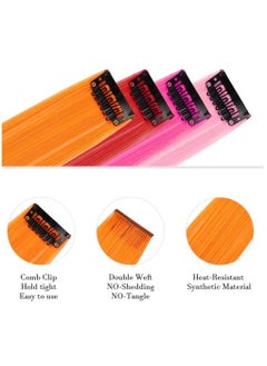 KASTWAVE Colored Hair Extensions Curly Wavy Accessories for Girls Women Kid, Multi-colors Party Highlights Clip in Synthetic Rainbow Hairpiece Colorful Set 10 Colors  - Image 3