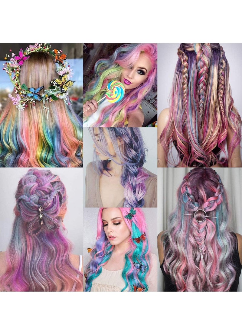 KASTWAVE Colored Hair Extensions Curly Wavy Accessories for Girls Women Kid, Multi-colors Party Highlights Clip in Synthetic Rainbow Hairpiece Colorful Set 10 Colors  - Image 2
