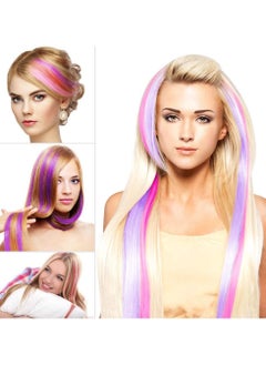 KASTWAVE Colored Hair Extensions Curly Wavy Accessories for Girls Women Kid, Multi-colors Party Highlights Clip in Synthetic Rainbow Hairpiece Colorful Set 10 Colors  - Image 5
