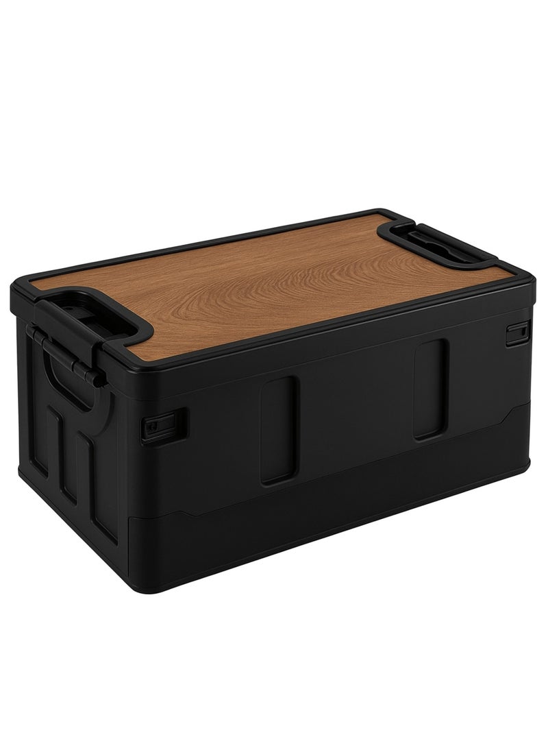 Manful Outdoor Camping Folding Storage Box 35L, Collapsible Storage Box Black, Crates Plastic Storage Box Container Stackable Folding Utility Crates, Cooler Box, Storage Case - Image 1