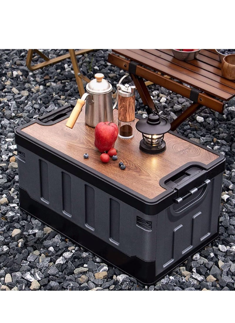Outdoor Camping Folding Storage Box 35L, Collapsible Storage Box Black, Crates Plastic Storage Box Container Stackable Folding Utility Crates, Cooler Box, Storage Case