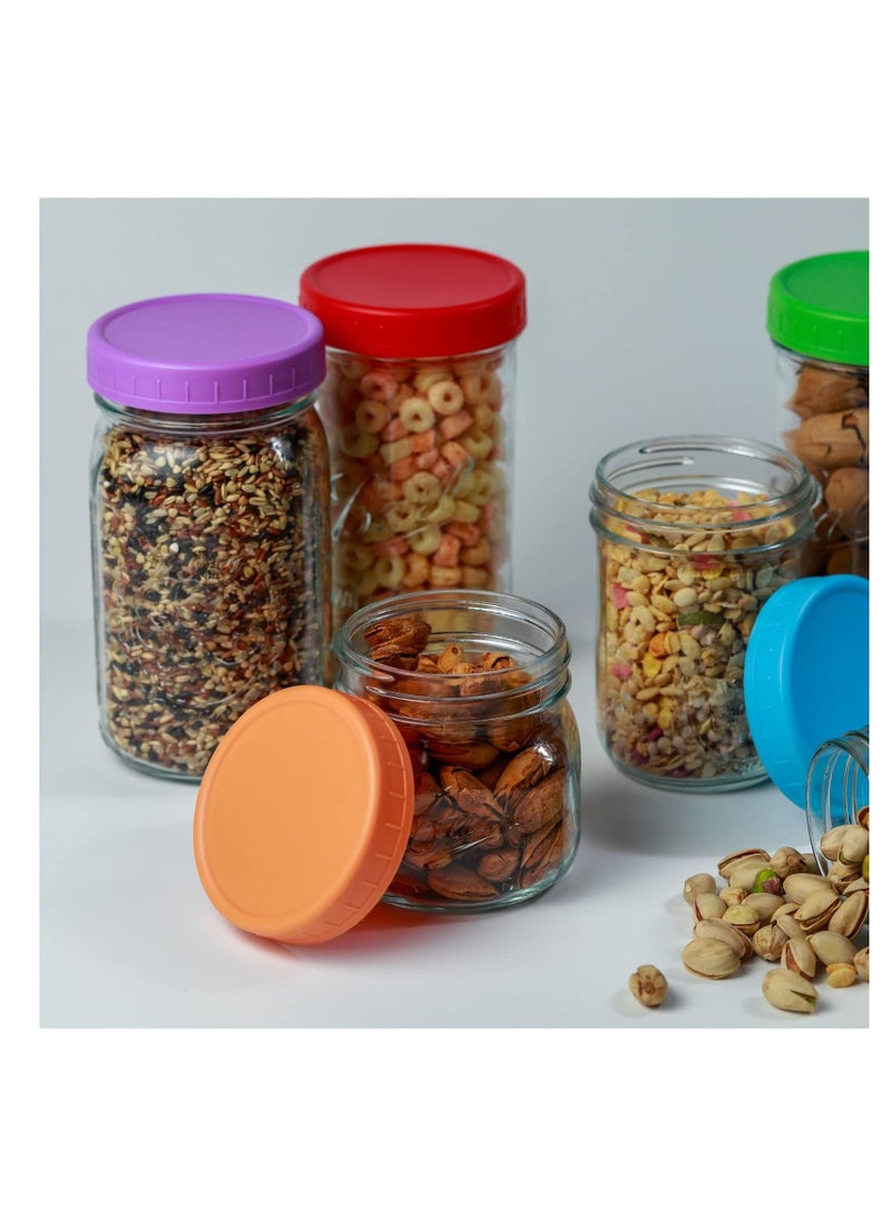 SYOSI 9 Wide Mouth Ma son Jar Lids with Silicone Ring,Thickened Leak-proof Lids Fit Ball,Kerr and More,9 Color Plastic Lids,Colored Plastic Storage Caps 86mm Plastic Mas on Jar Lid for Canning Jars  - Image 5