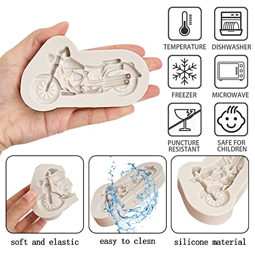 muyulin Motorcycle Fondant Molds Silicone, 2 Packs Motorcyle Chocolate Mold for DIY Birthday Cake Decoration Cupcake Toppers Sugar Craft Glue Polymer Clay Resin Baking Tools - Image 3