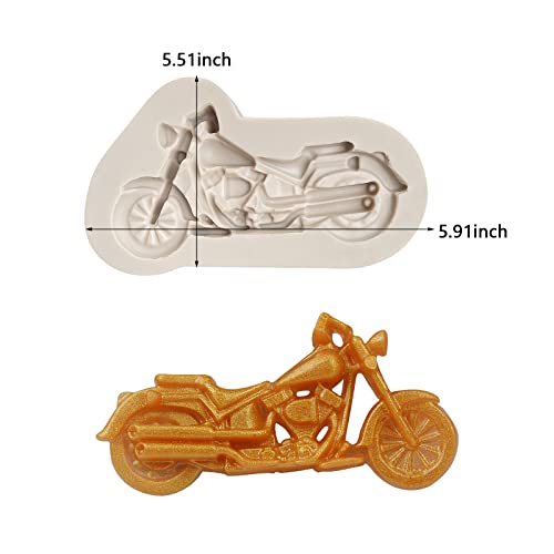 muyulin Motorcycle Fondant Molds Silicone, 2 Packs Motorcyle Chocolate Mold for DIY Birthday Cake Decoration Cupcake Toppers Sugar Craft Glue Polymer Clay Resin Baking Tools - Image 2