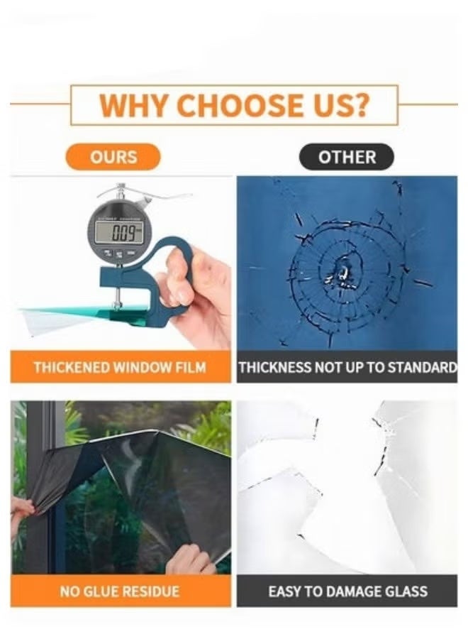 PVC Window Film Sticker,One-Way Privacy Mirror Reflective Film,Sun Blocking Anti UV Reflective Window Tint For Home,60x200cm - Image 2