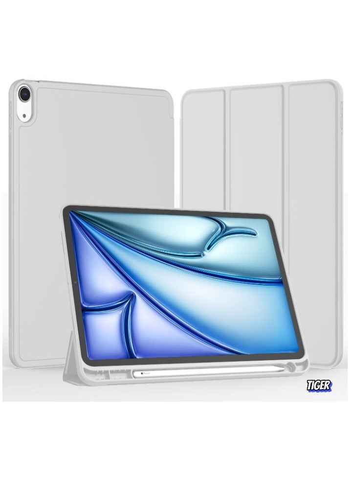 TIGER iPad Air 11 Inch Case M2 2024 – Compatible with iPad Air 5th/4th Generation (2022/2020) 10.9 Inch, Trifold Stand Smart Case with Pencil Holder, Silver Gray - Image 2
