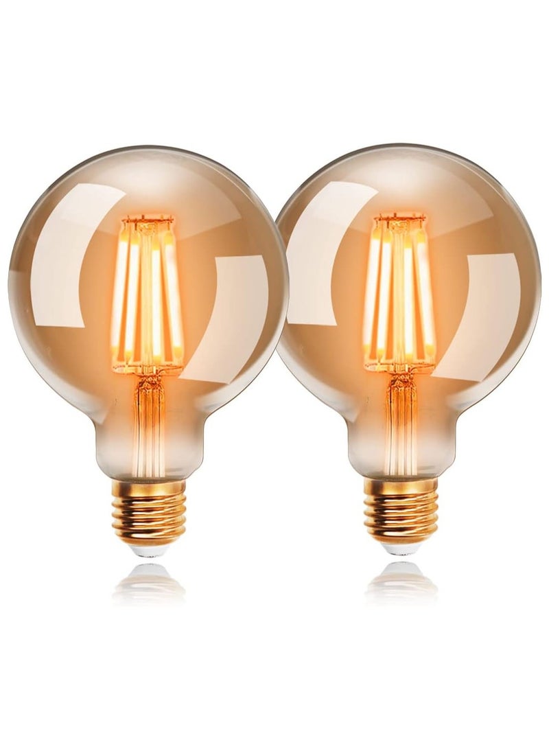 مصابيح ليد بتصميم اديسون 4 واط اكسترا ستار، ضوء أبيض دافئ 2200 كلفن E27، تعادل لمبة متوهجة 40 مصباح فتيل رترو، ديكور عتيق غير قابل للتعتيم، عبوة من قطعتين - Image 1