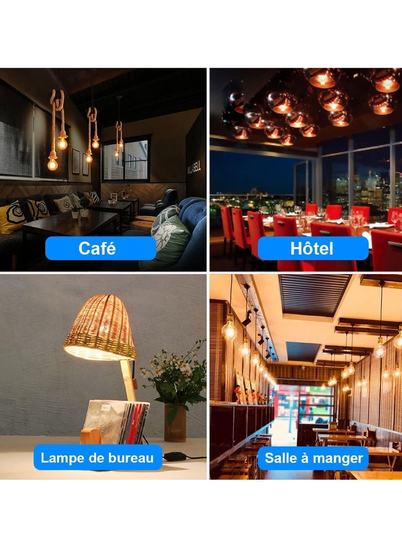 مصابيح ليد بتصميم اديسون 4 واط اكسترا ستار، ضوء أبيض دافئ 2200 كلفن E27، تعادل لمبة متوهجة 40 مصباح فتيل رترو، ديكور عتيق غير قابل للتعتيم، عبوة من قطعتين - Image 4