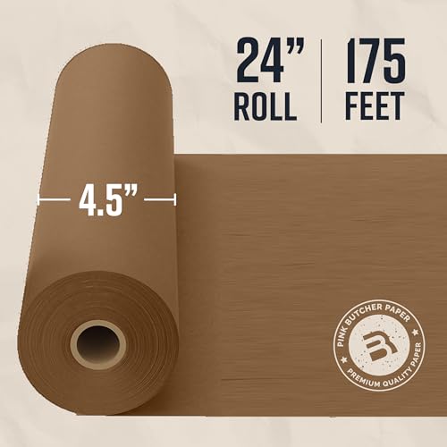 Bryco Goods 24 Inch x 175 Feet, Brown Butcher Paper Roll, Unbleached, Uncoated, Unwaxed, Food-Grade, Wide Kraft Paper for BBQ, Smoking, Grilling, Wrapping Meat, Table Covering - USA Made - Image 4