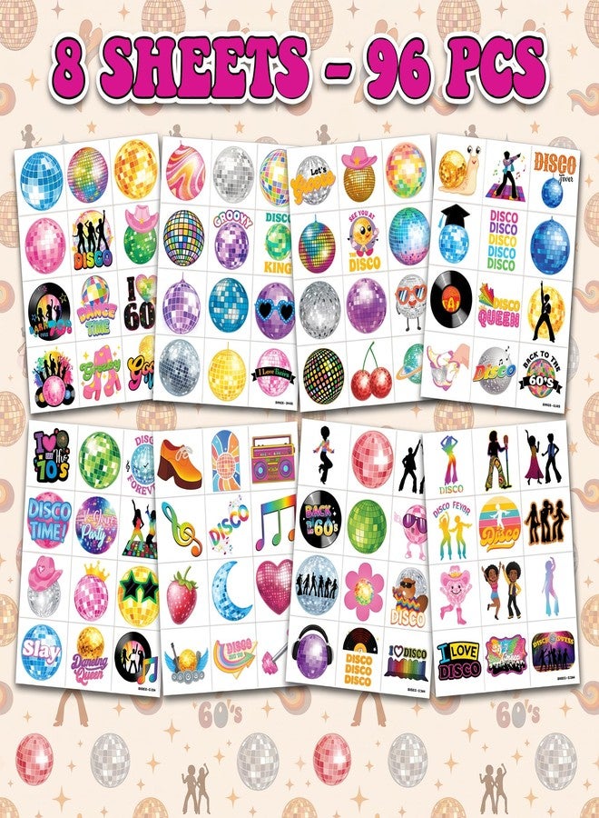 91TATTOOS 96 PCS Funny Disco 70s 1970s Pre-Cut Temporary Tattoos for Kids - Image 3