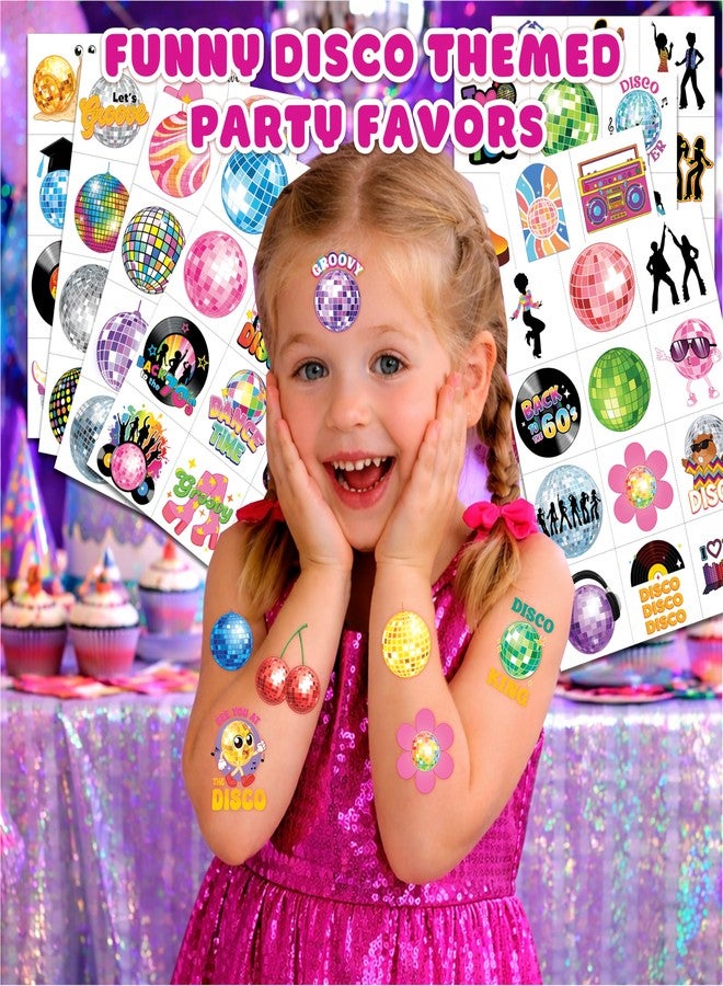 91TATTOOS 96 PCS Funny Disco 70s 1970s Pre-Cut Temporary Tattoos for Kids - Image 2