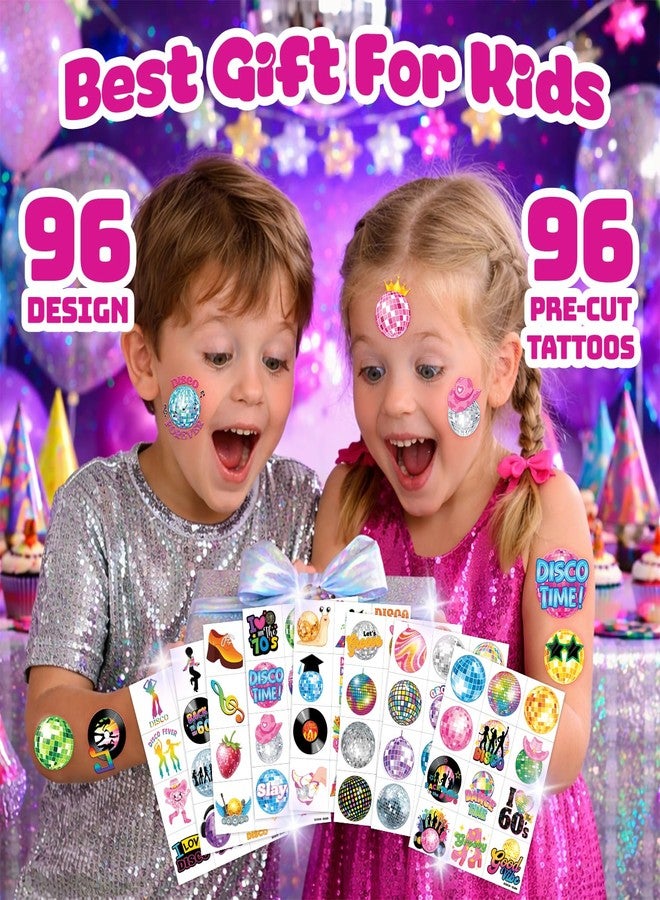91TATTOOS 96 PCS Funny Disco 70s 1970s Pre-Cut Temporary Tattoos for Kids - Image 4