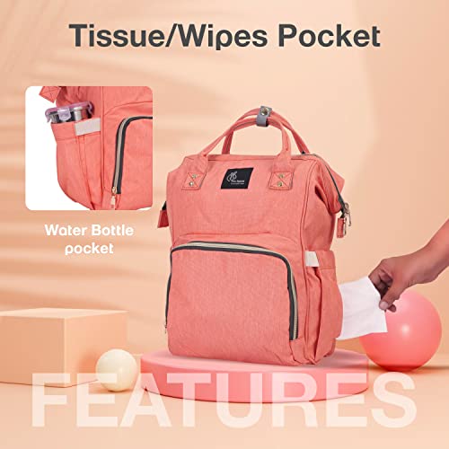R for Rabbit Caramello Baby Diaper Bags for Mom for Travel, Large Capacity Stylish Waterproof Multipurpose Maternity Diaper Backpack for Mothers (Peach) - Image 2