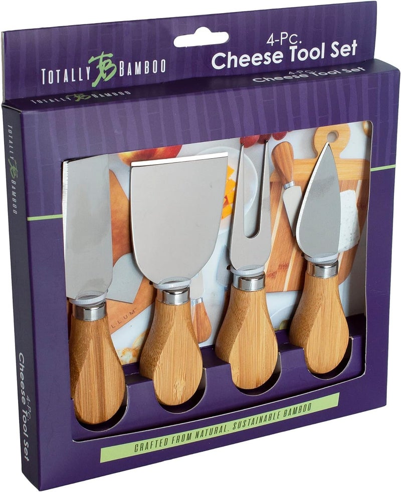 4-Piece Stainless Steel Cheese Knife Set with Bamboo Handle - Image 5