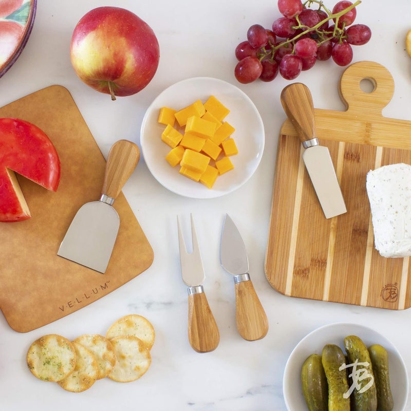 4-Piece Stainless Steel Cheese Knife Set with Bamboo Handle - Image 3