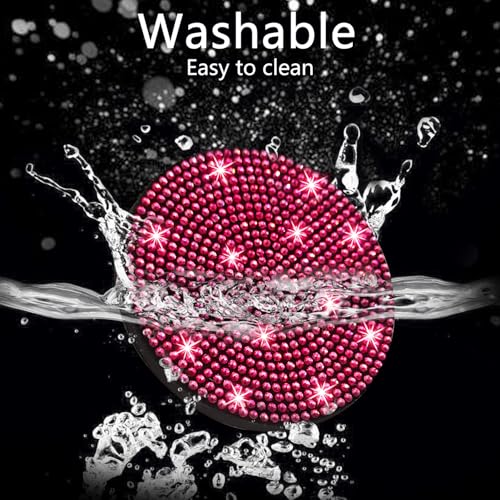 NBTEPEM 2pcs Bling Car Cup Holder Coaster, 2.75 inch Anti-Slip Shockproof Universal Fashion Car Coasters Insert Bling Crystal Rhinestone Automotive Interior Accessories for Women (2 pcs, Rose Red) - Image 3