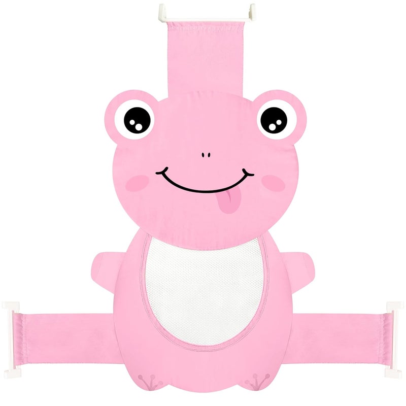 AIR&TREE Baby Bath Seat Support Net, Quick Drying, Adjustable, Comfortable, Non-Slip, Infant Bathtub Sling Shower Mesh for a Tub, Soft Newborn Bath Mat (Deep Pink Frog) - Image 1