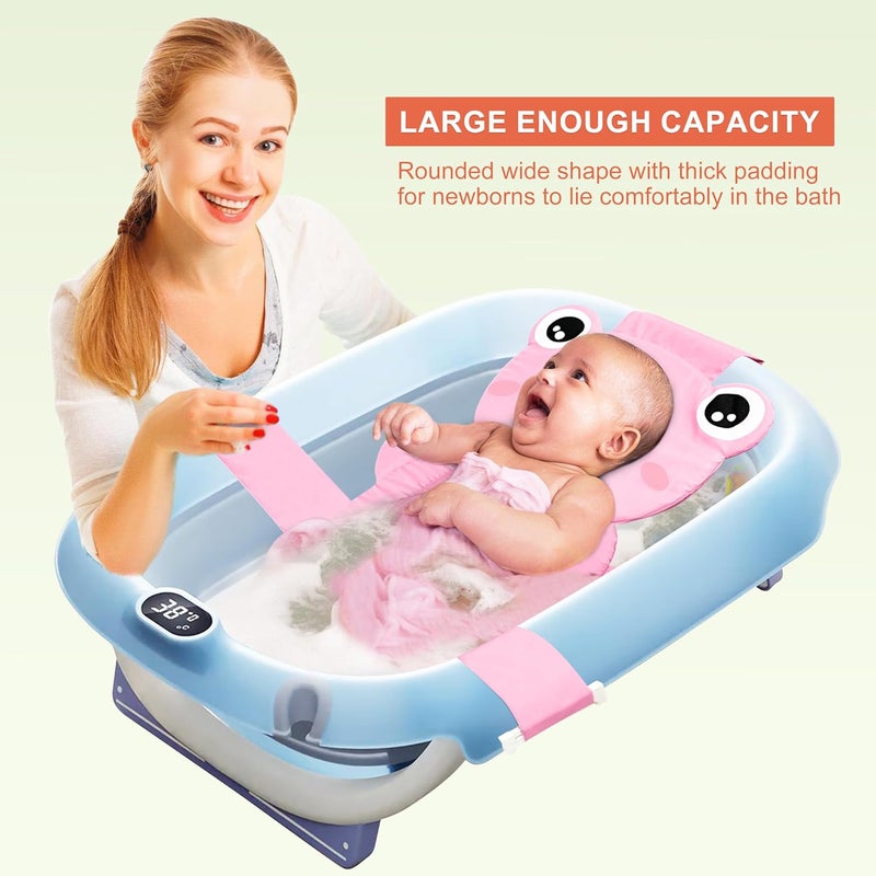 AIR&TREE Baby Bath Seat Support Net, Quick Drying, Adjustable, Comfortable, Non-Slip, Infant Bathtub Sling Shower Mesh for a Tub, Soft Newborn Bath Mat (Deep Pink Frog) - Image 3