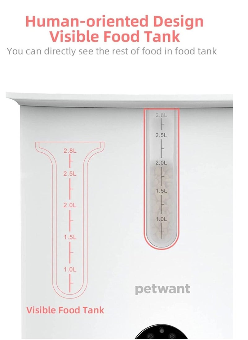 Petwant 2.8L Automatic Cat Feeder with Camera Two Way Talk, Feeding Alarm, Night Vision Function and App Control Suitable for Dogs Pet & Small Animals  - Image 5